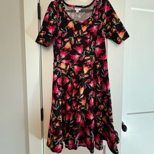 Floral Lularoe Dress - Black, Red, Orange